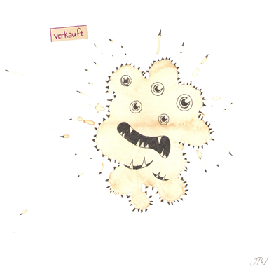 #null Monster-chen Aquarell mit Kaffee gemahlt - verkauft